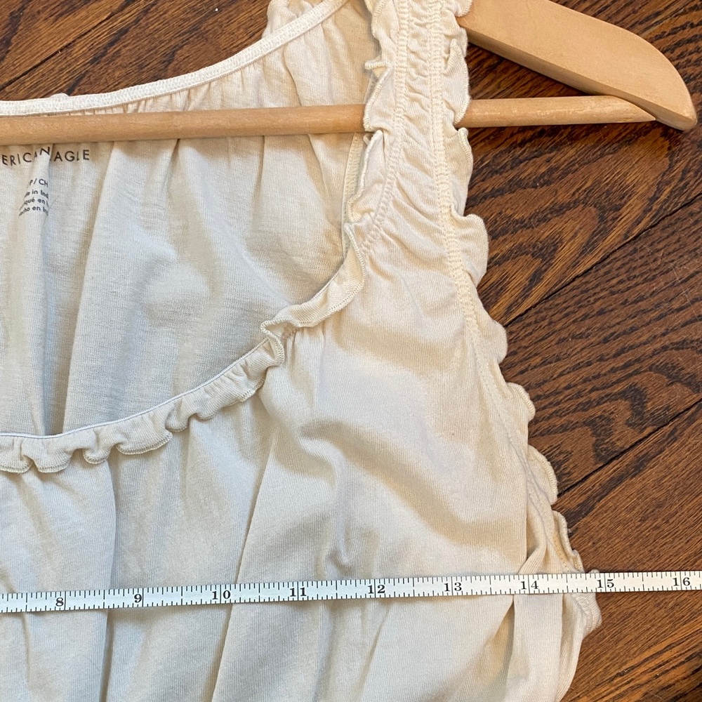 Cream Ruffled Women's ruched tank - Picture 5 of 6